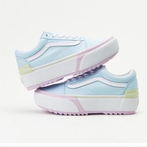 EUC Vans Old Skool Stack Sneaker in Pastel Blue